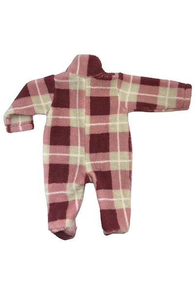 Pukka Plaid Pattern Fleece Jumpsuit with Booties