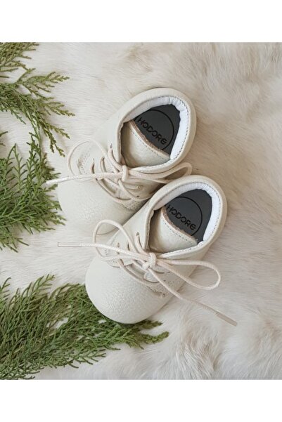 Hodore Ecru Color Genuine Leather Baby Boots