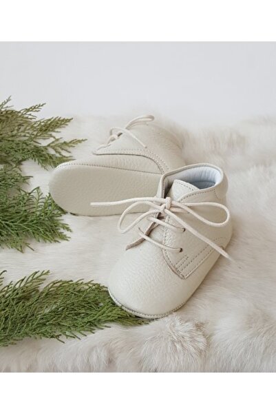 Hodore Ecru Color Genuine Leather Baby Boots