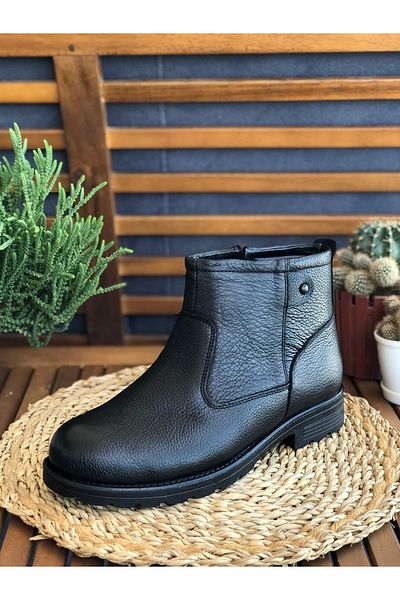 Skoonpa Genuine Leather and Fur Zippered Men's Boots