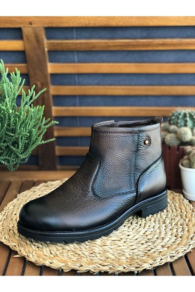 Skoonpa Genuine Leather and Fur Zippered Men's Boots