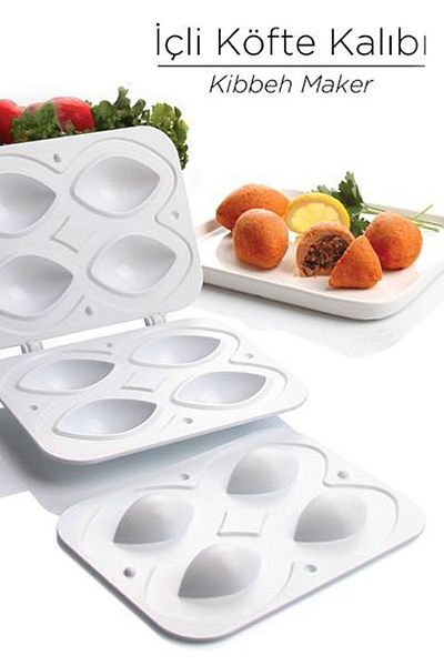 GELİNHOMES Practical Kibbeh Mold, Kibbeh Apparatus, Meatball Mold, 4-Compartment Kibbeh Mold - Press-Remove