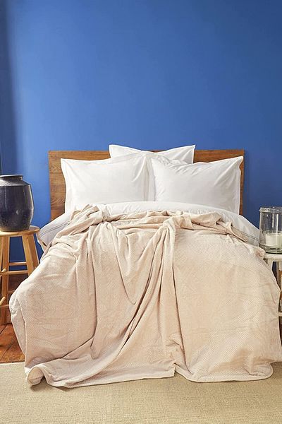 KAAN TICARET Karaca Nautica Home Ria Beige Double Wellsoft Blanket