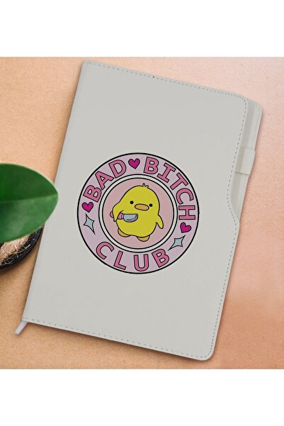 Bk Gift مفكرة هدايا من الجلد الحراري باللون الأبيض بتصميم Bad Bitch مقاس 15 ×...