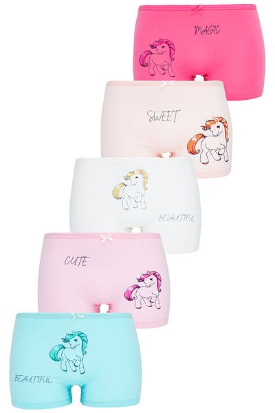 biyokids Girl's Boxer Pack of 5 Mixed Color Unicorn Printed Boxers