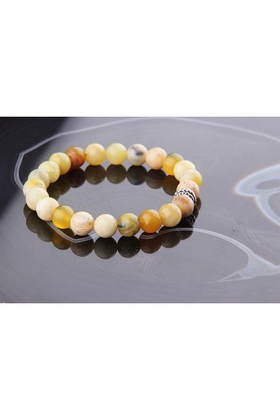 ALAVAN Yellow Opal Natural Stone Bracelet 8 Mm, Crystal Accessory, Healing Vibration Therapy, Premium Quality