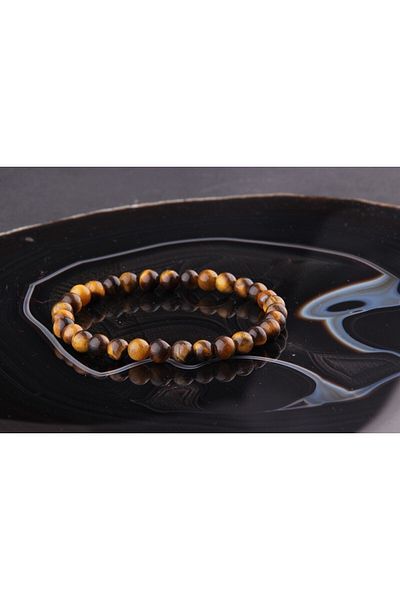ALAVAN Tiger Eye Natural Stone Bracelet 6 Mm, Crystal Accessory, Healing Vibration Therapy, Premium
