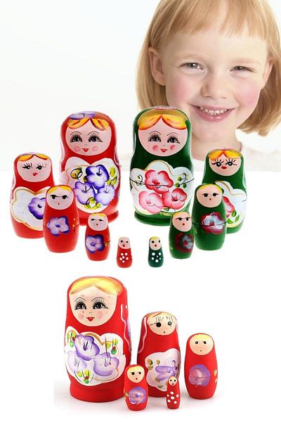 Dünyadan Hediyeler Wooden Matryoshka Baby Set of Five Red