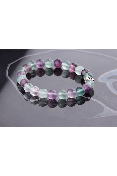 ALAVAN Fluorite Natural Stone Bracelet 8 Mm, Crystal Accessory, Healing Vibration Therapy, Premium Quality