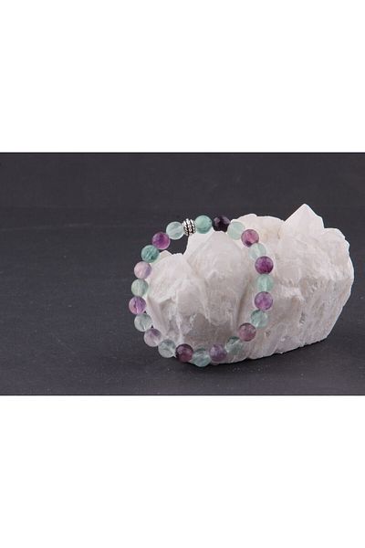 ALAVAN Fluorite Natural Stone Bracelet 8 Mm, Crystal Accessory, Healing Vibration Therapy, Premium Quality