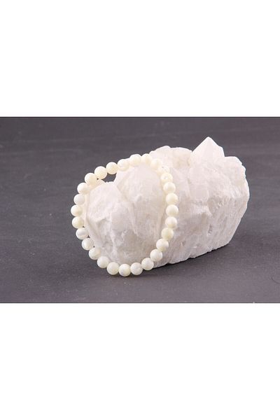 ALAVAN Mother of Pearl Natural Stone Bracelet 6 Mm, Crystal Accessory, Healing Vibration Therapy, Premium Quality
