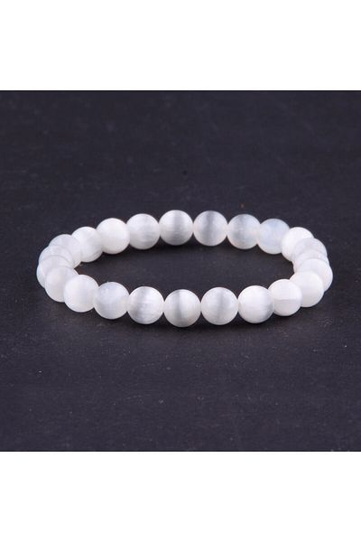 ALAVAN Selenite Natural Stone Bracelet 8 Mm, Crystal Accessory, Healing Vibration Therapy, Premium Quality