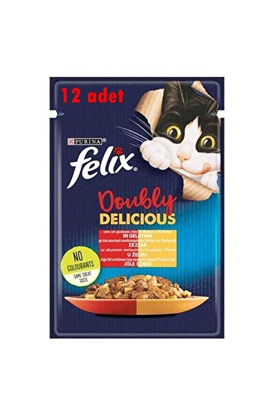 FELIX Pouch Doubly Delicious Sığır Etli Ve Tavuklu Yaş Kedi Maması 85 gr - 12...