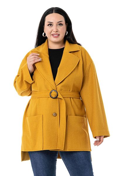 DISENTIS MODEST Plus Size Mono Guler Geantă Lung Spate Curea Buzunar Necăptuşit Muştar