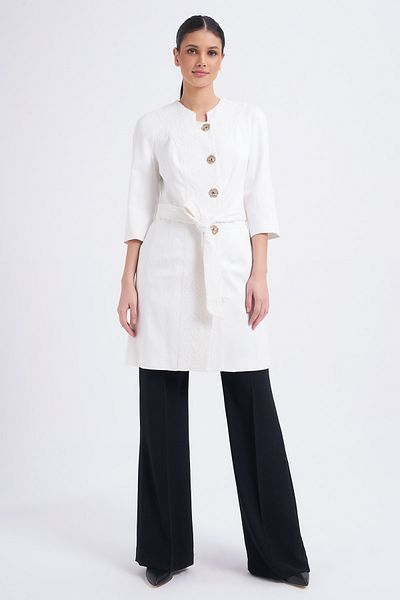 Balizza Blz-buttons Stone Design Belted Trench Coat