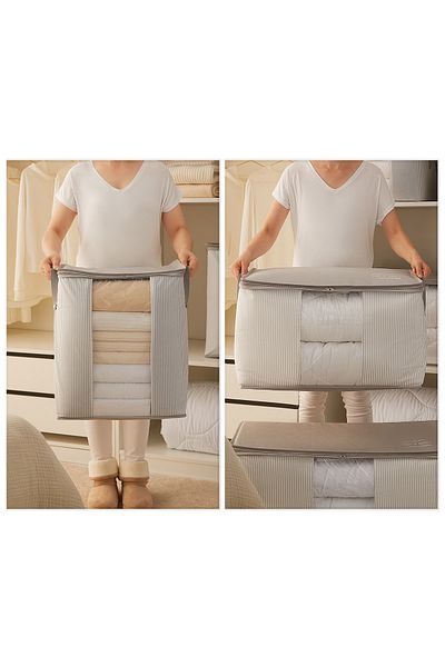 Ocean Home Textile Πακέτο 2 παραθύρων Stuff & Things Γκρι ριγέ μαξιλάρι πάπλωμα πουλόβερ