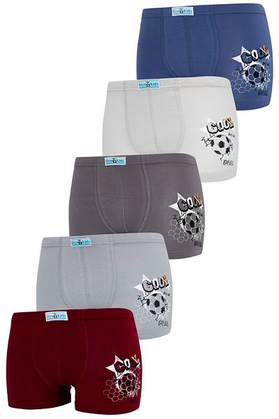 biyokids Boy's Boxer Pack of 5 Mixed Color Printed Boxers
