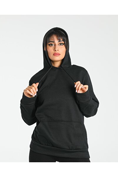 GOOD FASHION Φούτερ με κουκούλα καγκουρό μαύρο