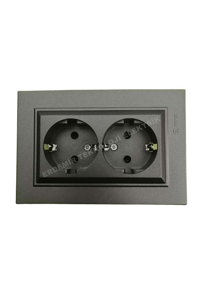 MAKEL Karea Smoked Double Grounded Socket + Frame