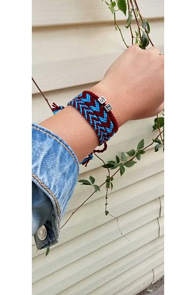Şengül Handmade Rope Knitted Magrome Claret Red Blue Trabzonspor Bracelet