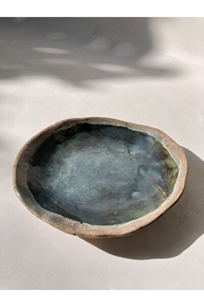 Tam Seramik Artistik Mavi Dekoratif Tabak & Kase Eşsiz