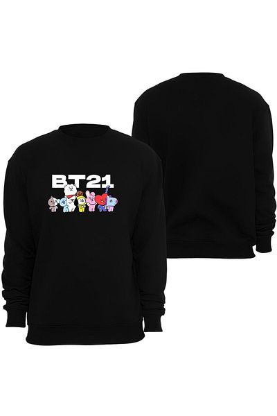 fame-stoned Суитшърт с кръгло деколте и принт Bt21 Bts Anime