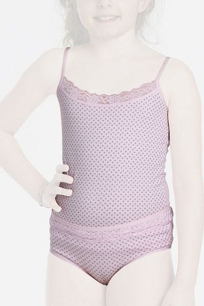 FSM1453 Girl's Cotton Rope Strap Pink Lace Bottom and Top Set -6018