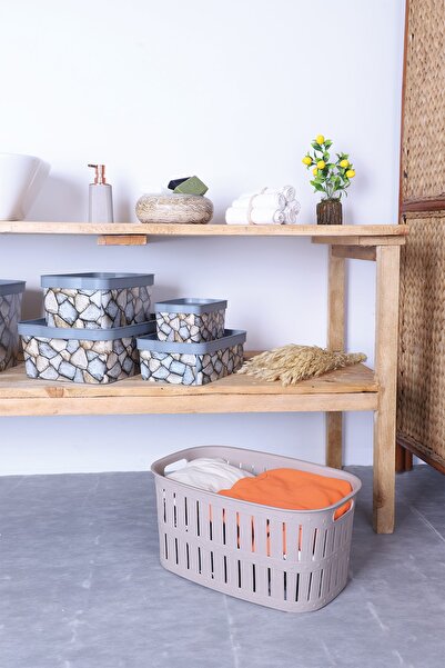 Arbu Home Καλάθι για βρώμικα ρούχα και καλάθι ρούχων με σχοινί σε εμφάνιση ξύ...