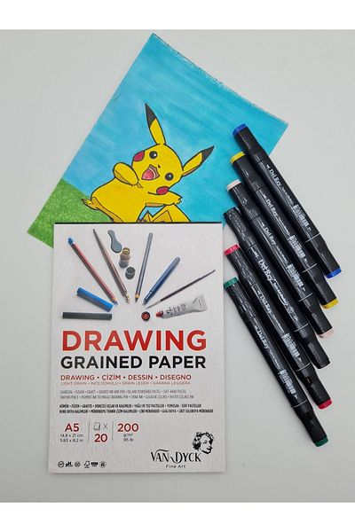 Del Rey Set of 6 Markers Double Tip Pen (Main Colors) + A5 Vandcyke 200 gr Notebook