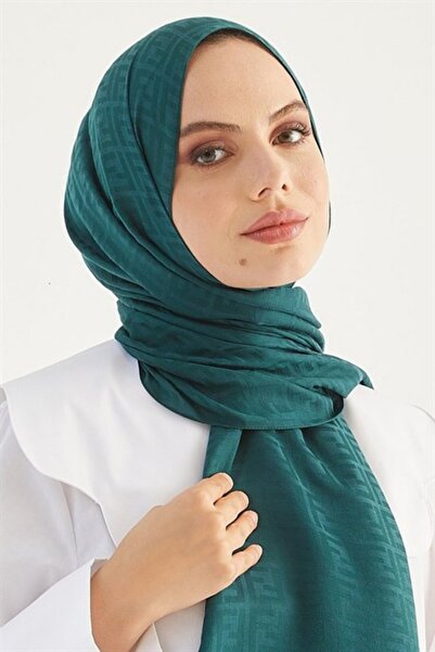 LOSYANA Şal Jacquard F din bumbac mătăsos, verde smarald