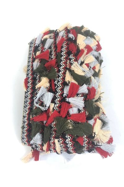 Hobigram Cream Red Colorful Decorative Fringe Tassel – Decorative Ribbon, Stylish Design, Women's Accessory – Dek