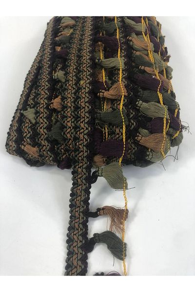 Hobigram Khaki Purple Mustard Colorful Decorative Fringe Tassel – Decorative Ribbon, Stylish Design, Women's Accessory –