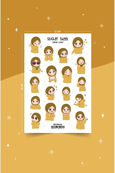 MuslimWalk Kapüşonlu Başörtülü Kız Çocuk Planlayıcı Sticker Etiket Seti #83