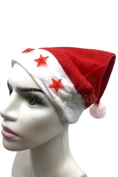 Huzur Party Store قبعة ليلة رأس السنة المضيئة مع زر تشغيل/إيقاف، لون أحمر 5 نجوم يتدفق ويضيء على التوالي