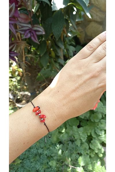 Atolye Ferda Broken Natural Stone Horoscope Bracelet Aquarius Garnet Garnet Stone