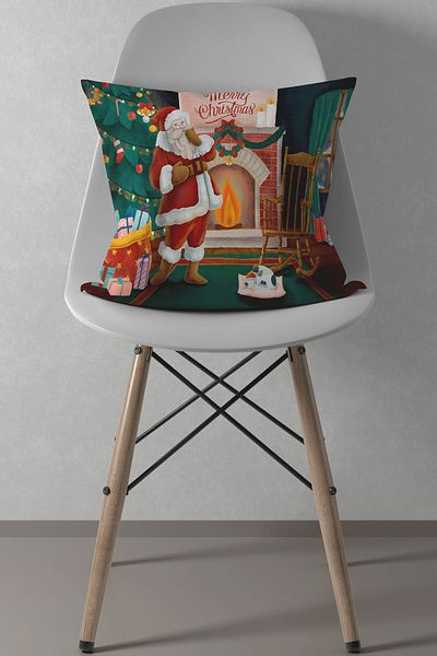 menesahome Santa Claus Christmas Patterned Red Throw Pillow Case Merry Christmas Christmas New Year Throw Pillow