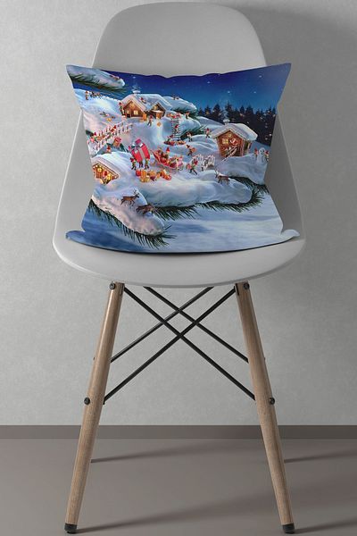 menesahome Christmas New Year Patterned Red Throw Pillow Case, Merry Christmas, New Year, New Year Gift 43x43, Christmas