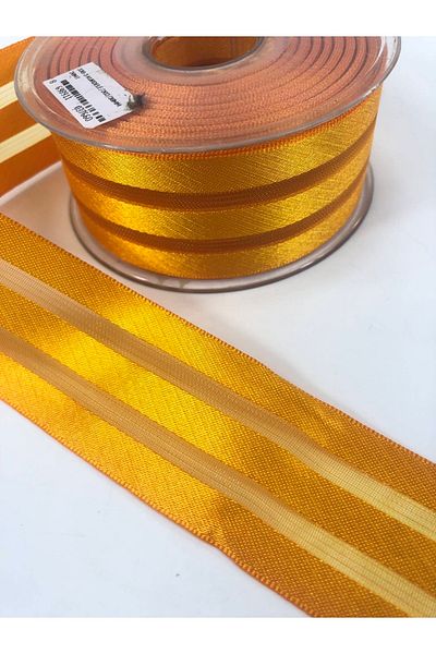 Hobigram Πορτοκαλί Τρεις Σειρές Σατέν Κορδέλα Διακόσμησης 5 μέτρων – Κορδέλα, Κομψό Σχέδιο, Γυναικείο Αξεσουάρ – Κορδέλα