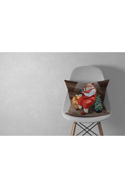 menesahome Santa Claus Christmas Patterned Red Throw Pillow Case, Merry Christmas, Christmas New Year, Christmas Gift