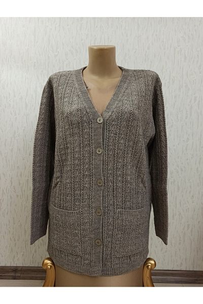 Ön-Er Giyim Buttoned Pocketed Winter Wool Knitwear Mother Cardigan