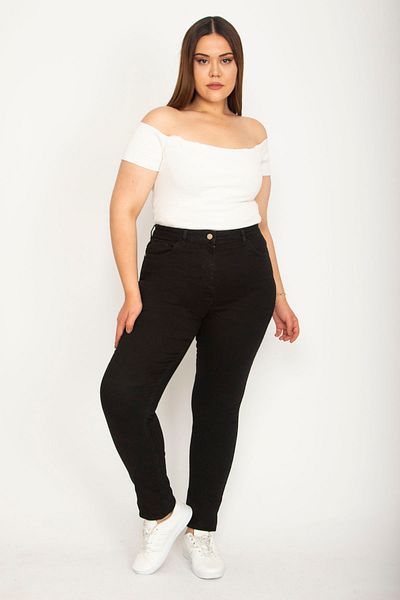 Şans Tekstil Women's Black Lycra 5 Pocket Jeans 26a34627