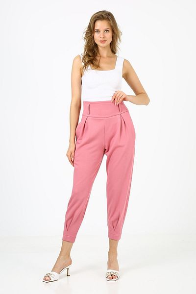 ALEXANDERGARDI Women's Pink High Waist Pleated Pants