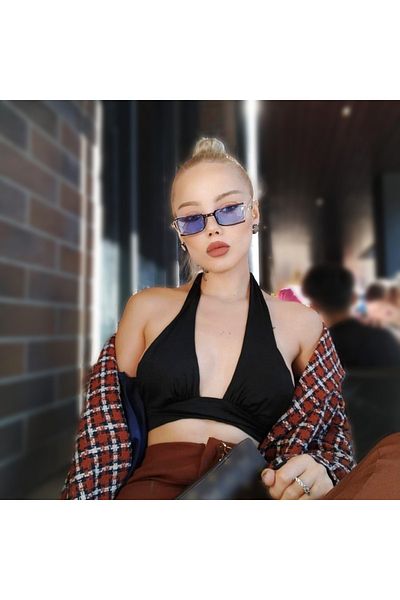 RC RAY CARTER Amorphous Blue Glass Silver Frame Vintage Women's Sunglasses Raycarter