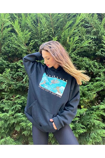 Siyah Baskılı Sweatshirt
