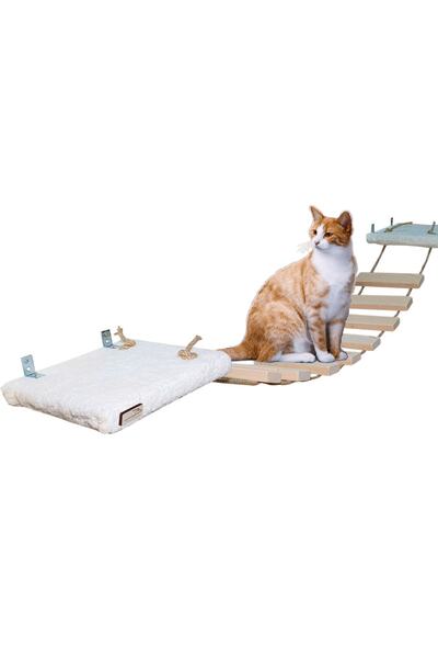 Barış Dizayn Peluş Basamaklı Kedi Köprüsü Peluş Raf Duvar Kedi Yolu Parkur Be...