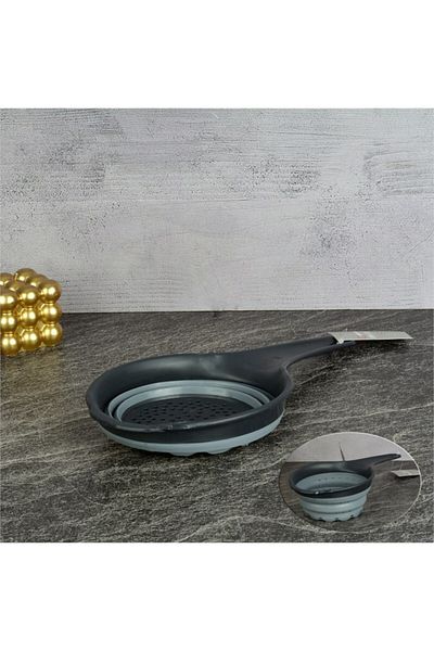 Zarif İnci Accordion Strainer Strainer with Foldable Handle Bpa Free Black Gray