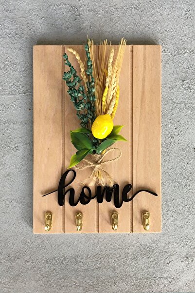 fatrema Dekoratif Ahşap Kuru Çiçekli Anahtar Askısı, Askılık Ve Anahtarlık