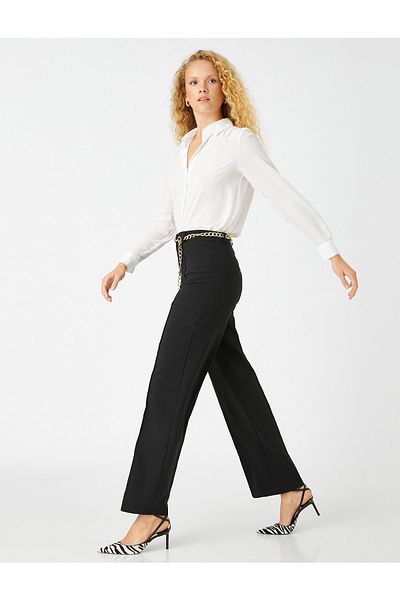 Koton Straight Leg Trousers Ribbed