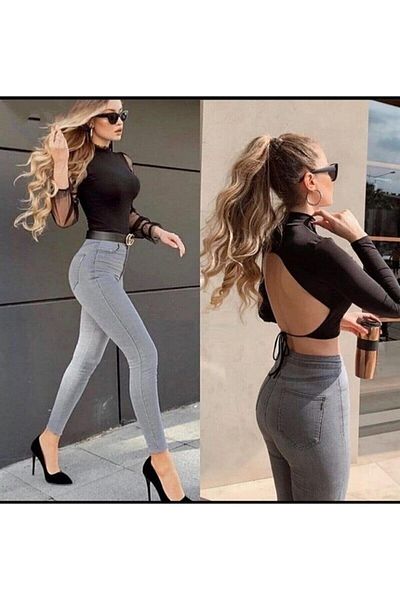 LİMABEL Allstar Ikon Gold Skinny Jeans Παντελόνι Γκρι Washed Lycra