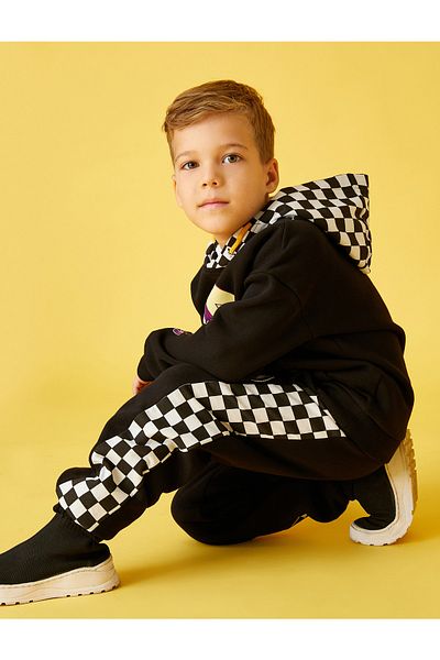 Koton Jogger Sweatpants with Checkered Stripe Detail on the Sides